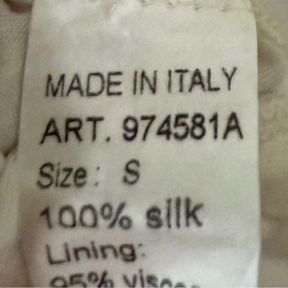 Viola Borghi 100% Silk Italian Cream White Black Gray Leopard Print Blouse S - Picture 6 of 6